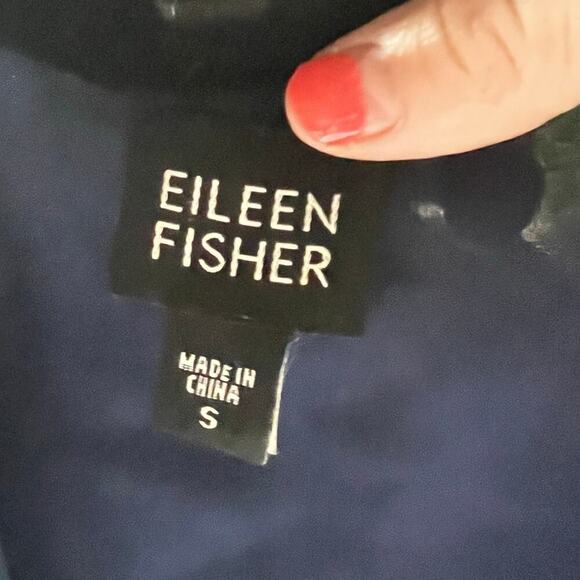 Eileen fisher navy blue silk open blouse S - Picture 4 of 5